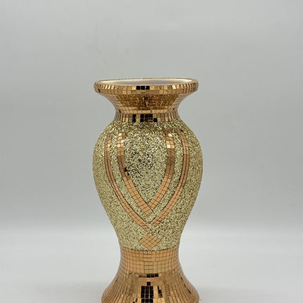 Luxury gold mosaic decorative table vase on white background