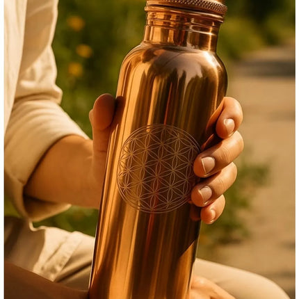 Pure Copper Single Chakra Glossy Water Bottle 900–950ml – Lab Tested Copper Bottle