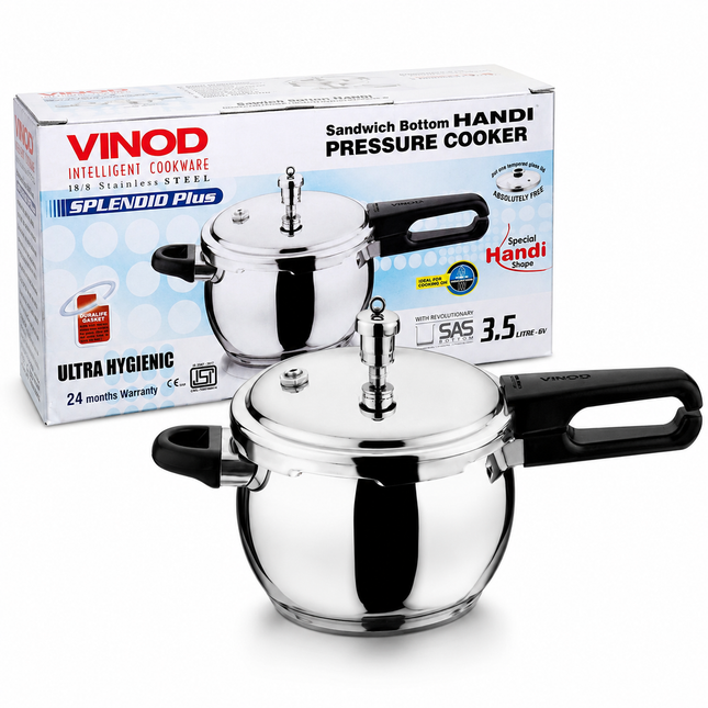 Vinod Splendid Plus Stainless Steel Handi Pressure Cooker 3.5L