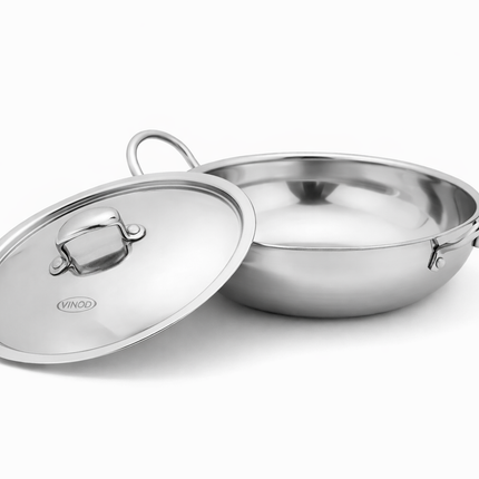 Vinod Triply Stainless Steel Kadahi with Lid (18–36cm) – Induction Ready